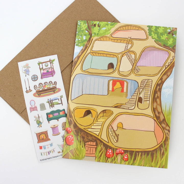 Sticker Scene Card - Mouse House