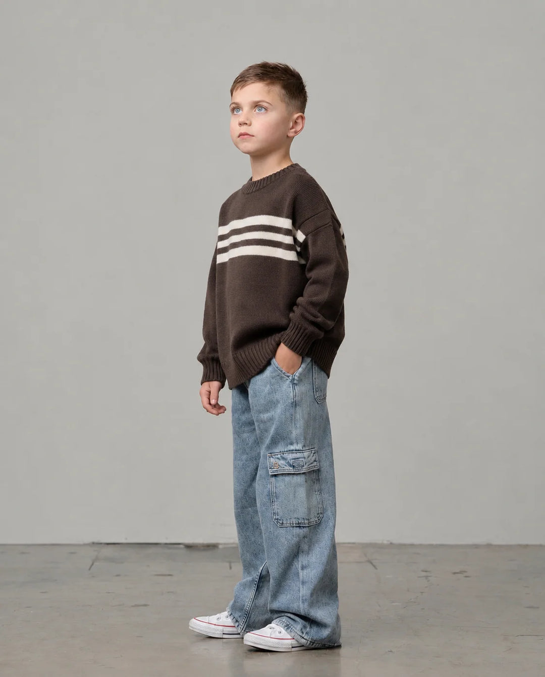 Striped Brown Knit Sweater