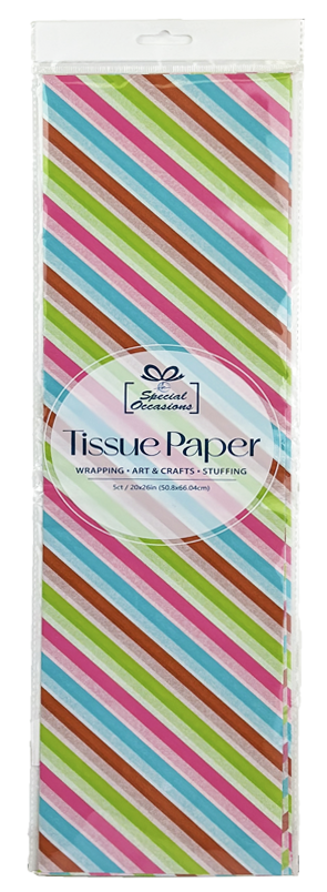 Party Tissue Paper with Pattern Multi Color, 5Sheets: Multi Color