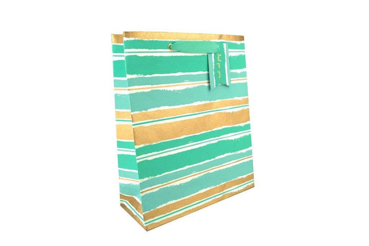 Painterly Mint Stripe Large Gift Bag