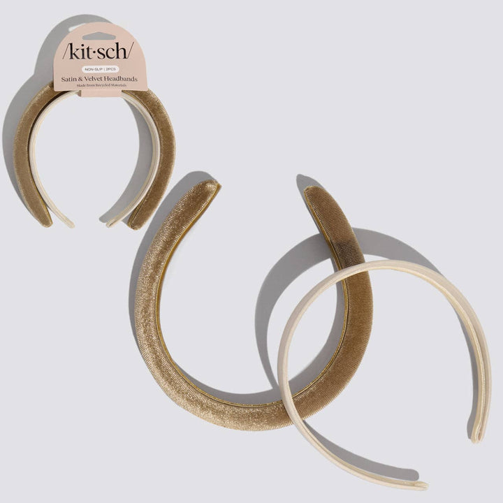 Cream & Camel Satin & Velvet Headbands