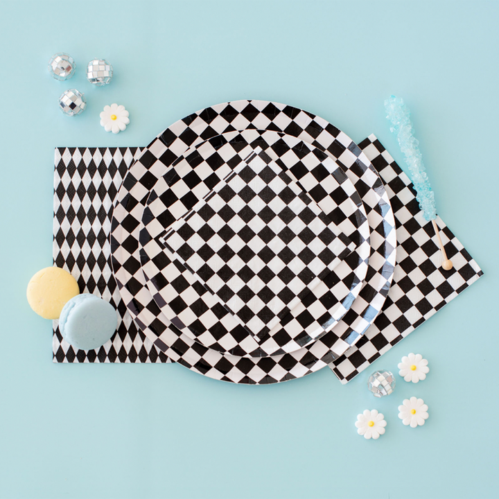 Check Cocktail Napkins - 20 Pk Purple Posse