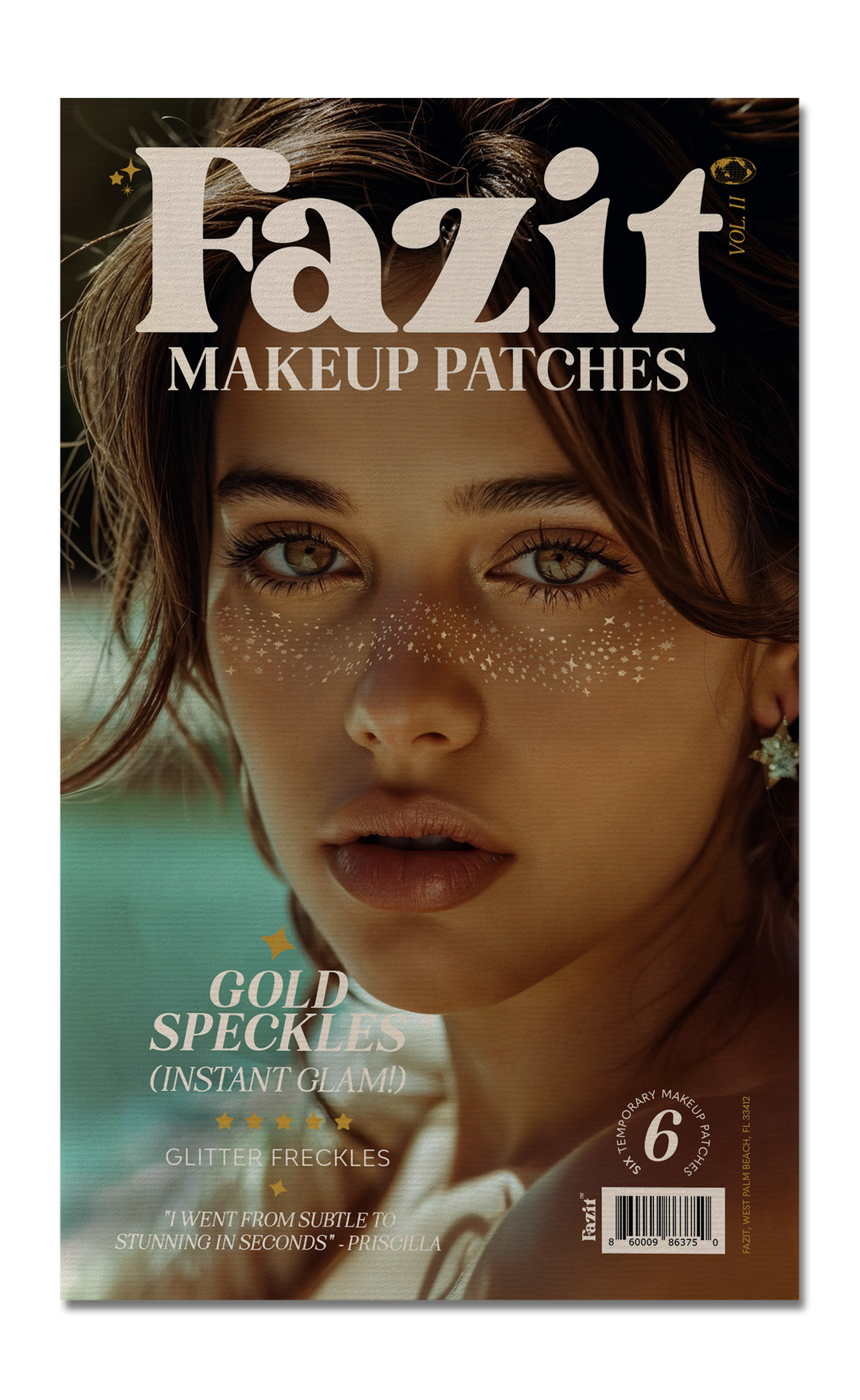 Gold Glitter Freckles Makeup Patches: 6