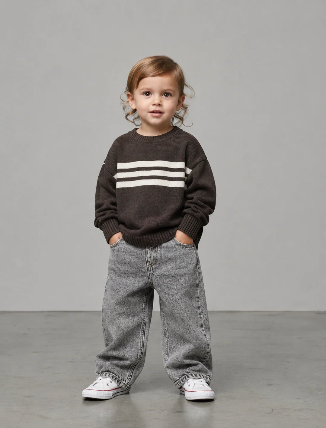 Striped Brown Knit Sweater