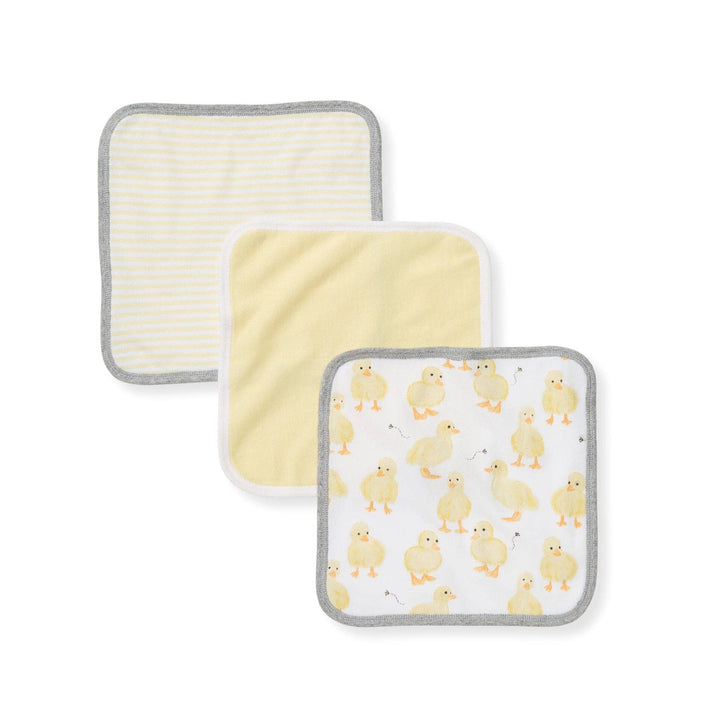 Little Ducks Organic Cotton Washcloths 3 Pack: Double Cream / One Size