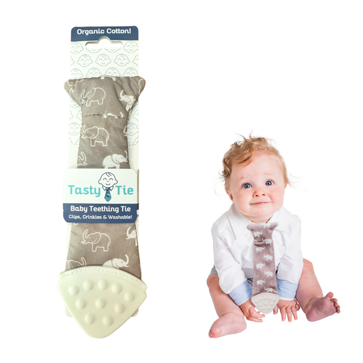 Elephant Teething Tie Crinkle Toy