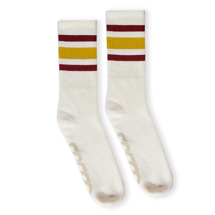 Adult S/M Red and Brass Striped Socks