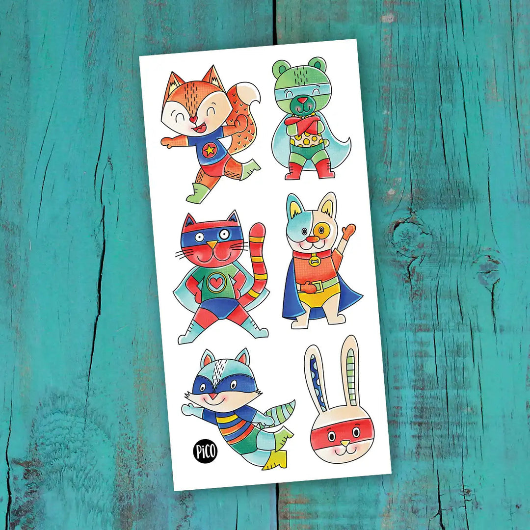 Animal Superhero Temporary Tattoos