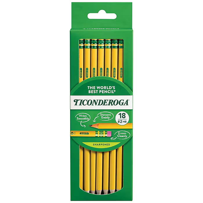 x18 Pencils Pre-Sharpened Wooden Pencil, 2.2mm, #2 Soft