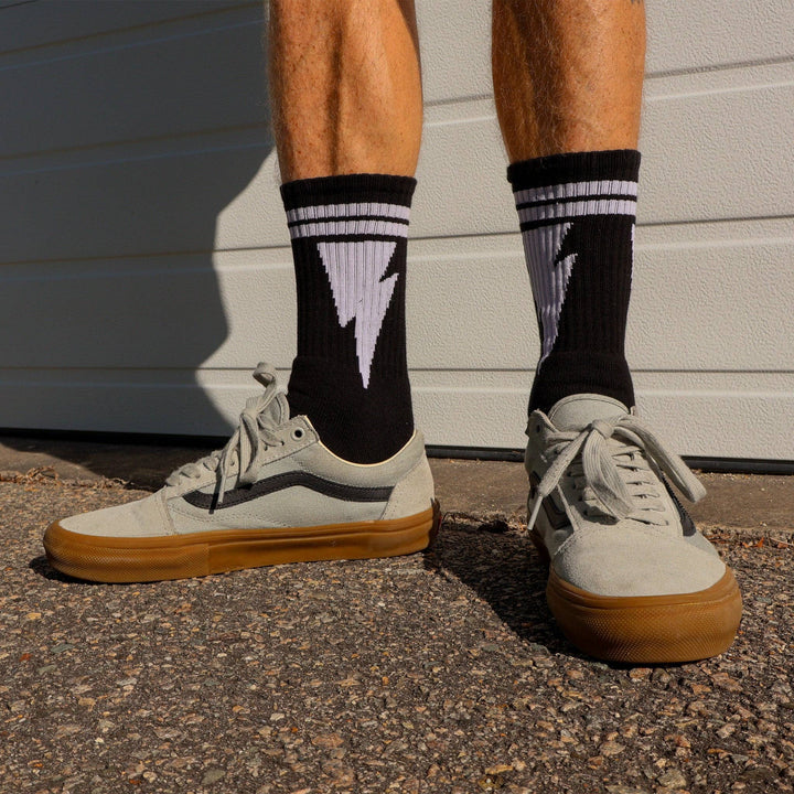 Lightning Bolts | White Stripe Socks