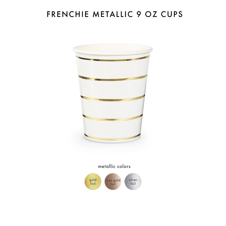 Frenchie Metallic Striped Large Plates Gold