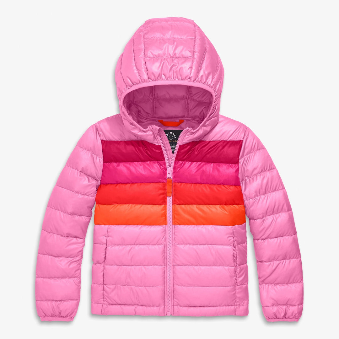 Kids Puffer Jacket Pink Peony Stripe