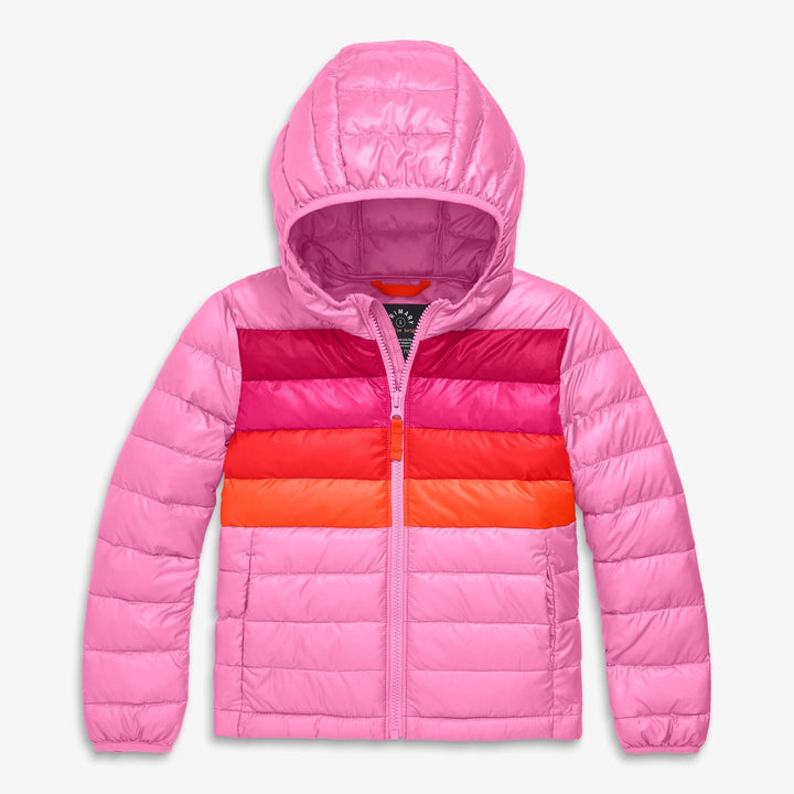 Kids Puffer Jacket Pink Peony Stripe