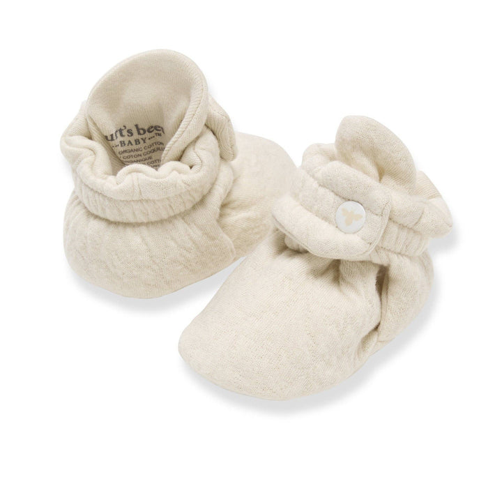 Organic Cotton Quilted Bee Baby Booties - Oat: Oat / 3-6 Months