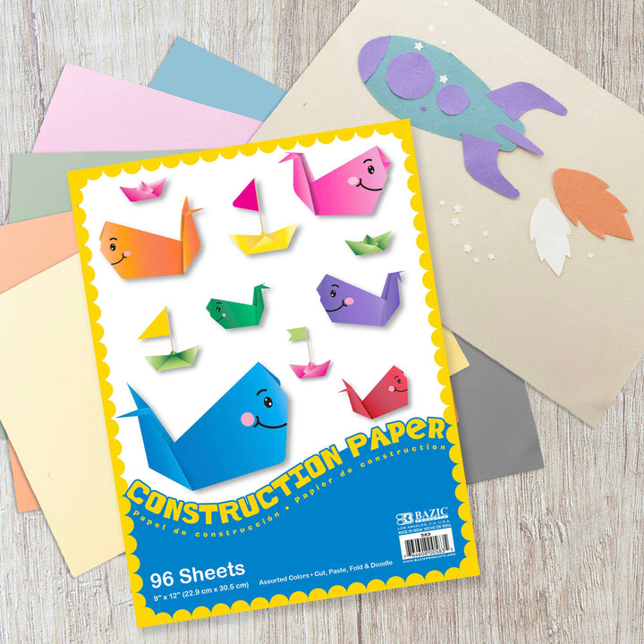 Color Construction Paper, 9 x 12 In, 96 Sheets