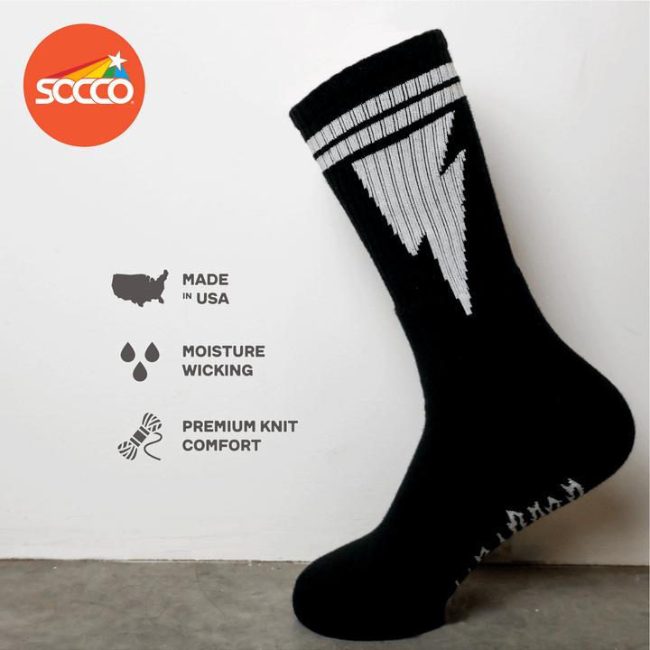 Lightning Bolts | White Stripe Socks