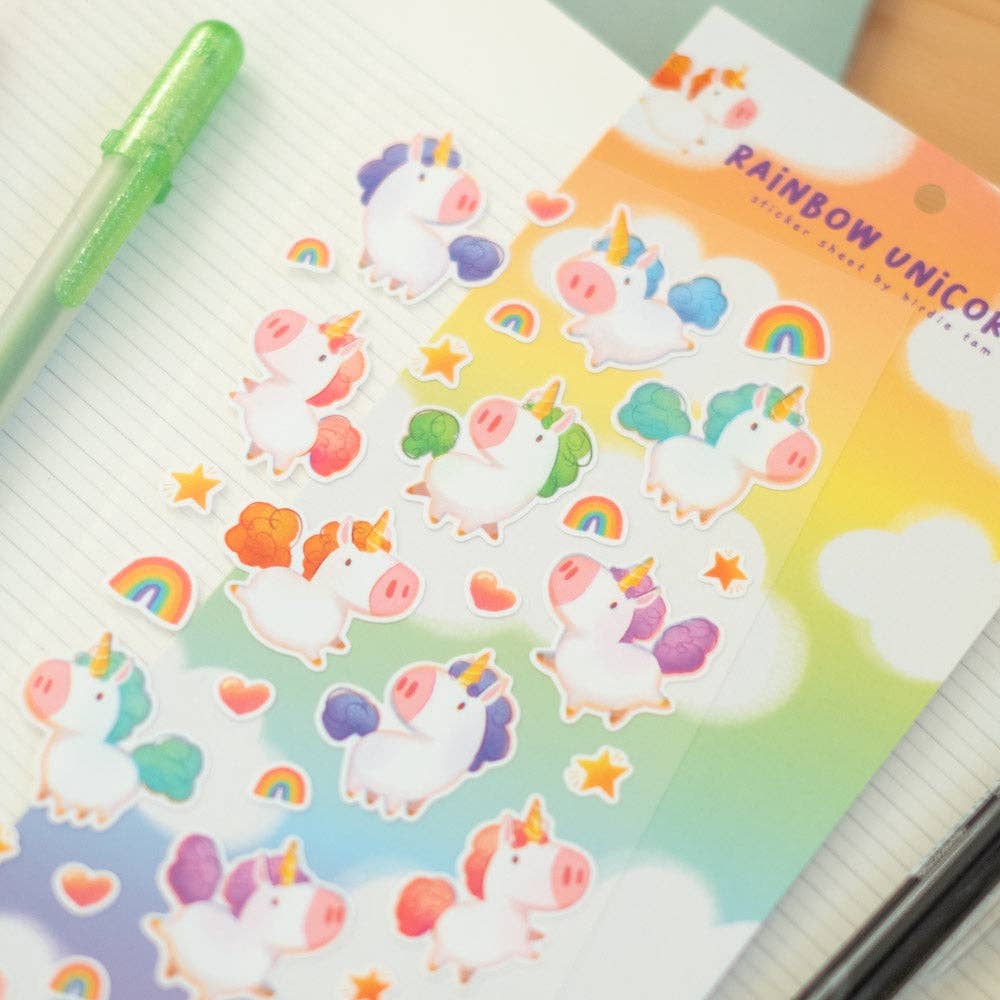 Sticker sheet - Rainbow unicorns