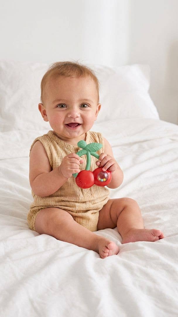 Silicone Teether with Rattle: Goose
