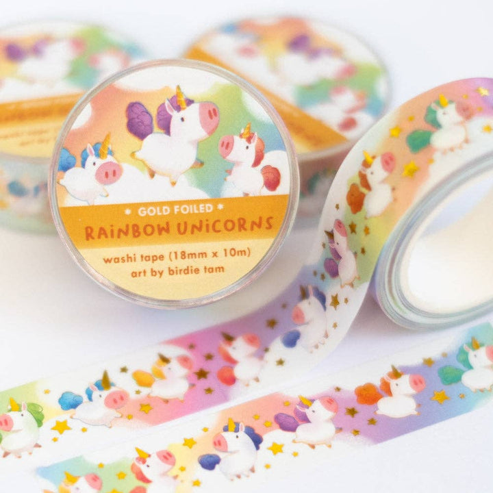 Washi tape (gold foil)  - Rainbow Unicorns