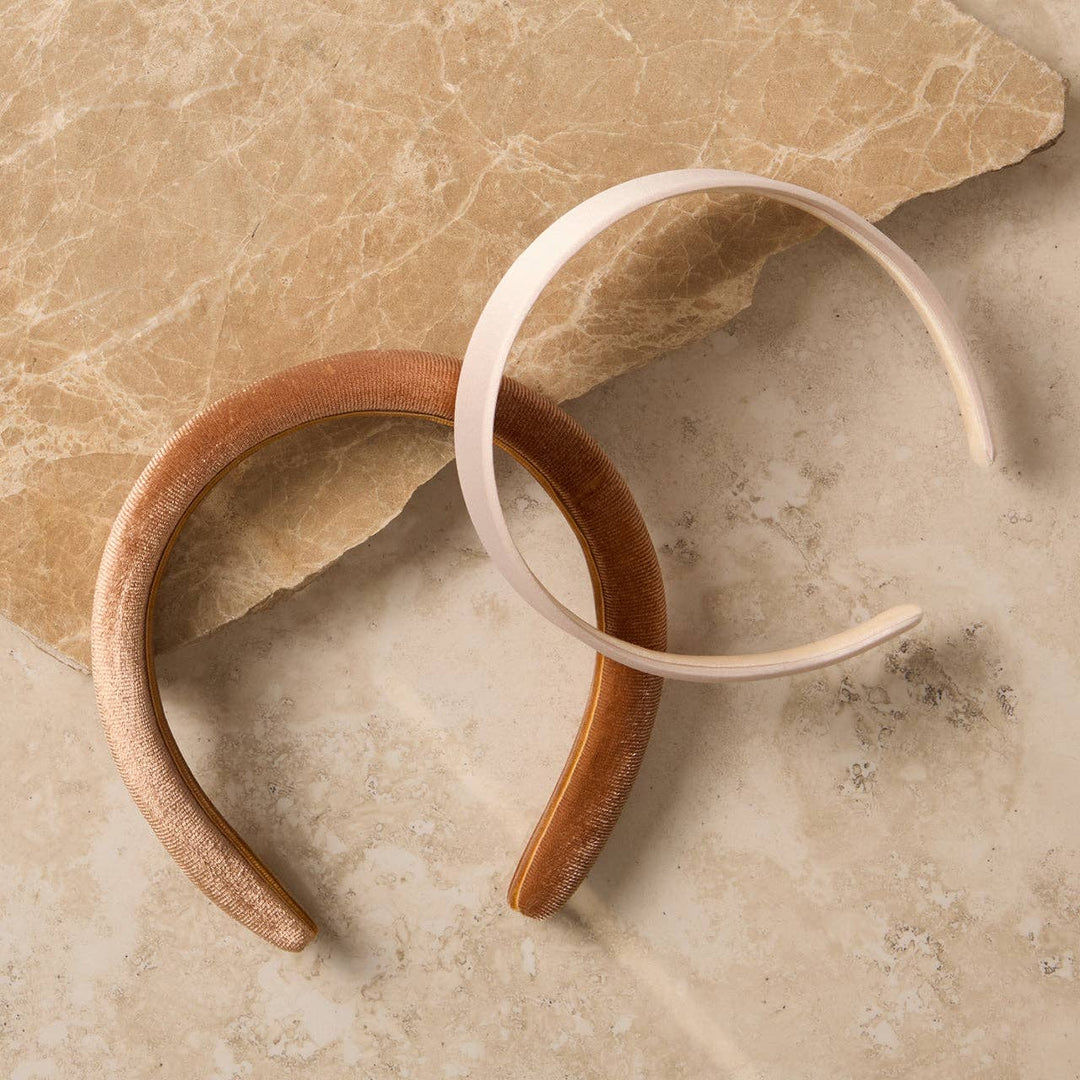 Cream & Camel Satin & Velvet Headbands