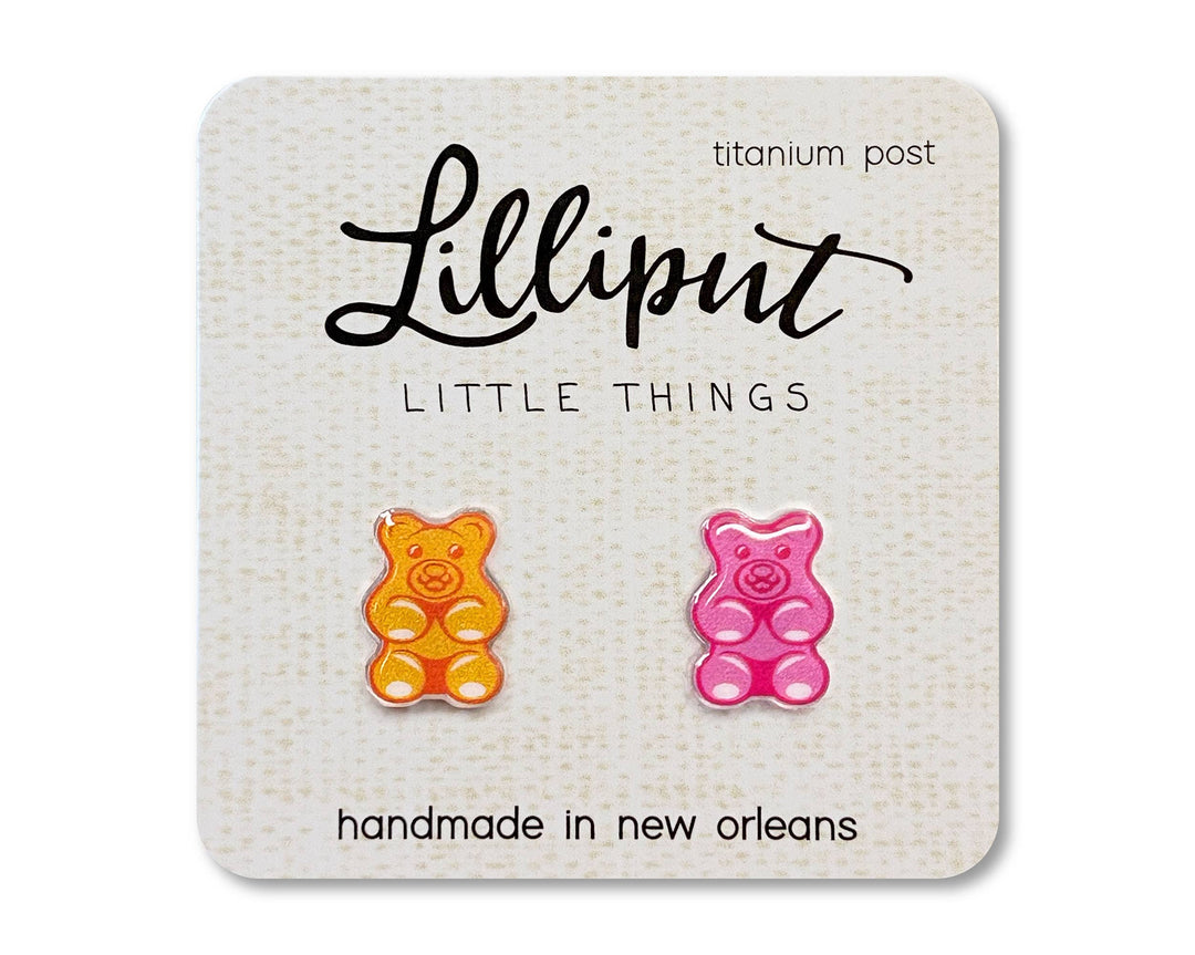 Gummy Bear Earrings Pink Orange