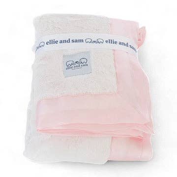 Luxury Baby Blanket with Satin Trim in Luxe Plush, Pink