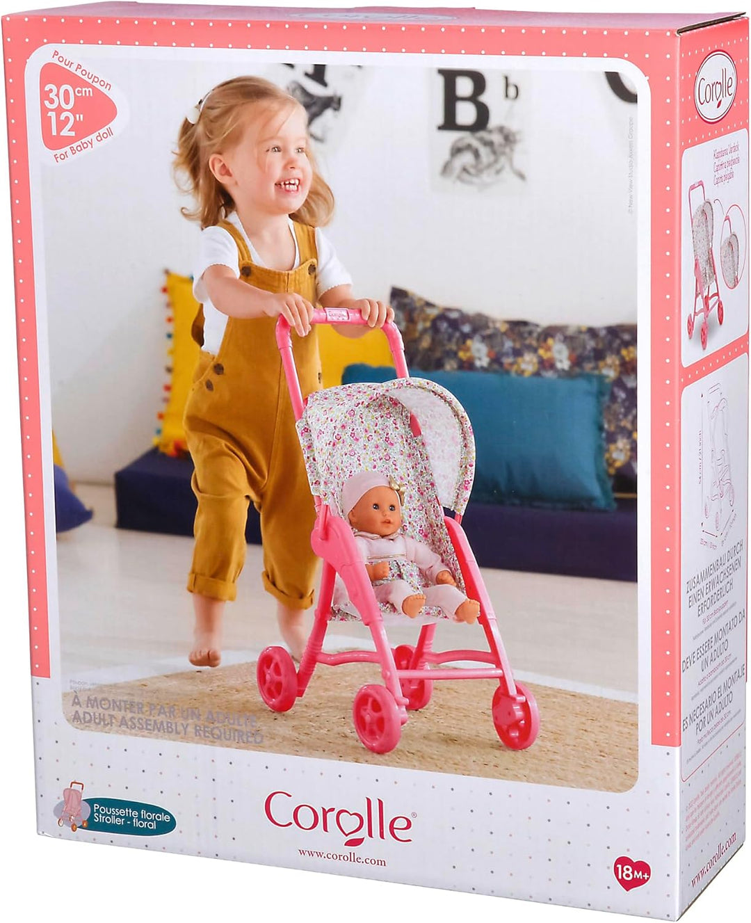 12" Doll Stroller Flowered