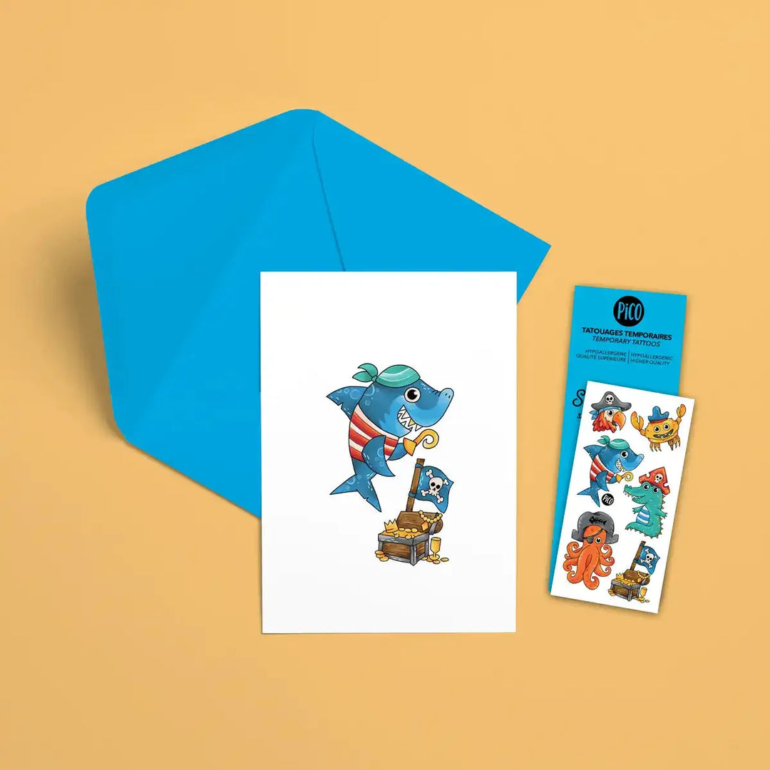 Pirate Shark Tattoo Greeting Card