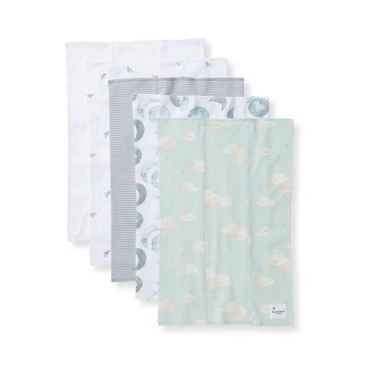 Set of 5 Hello Moon Burp Cloths: Quarry / One Size