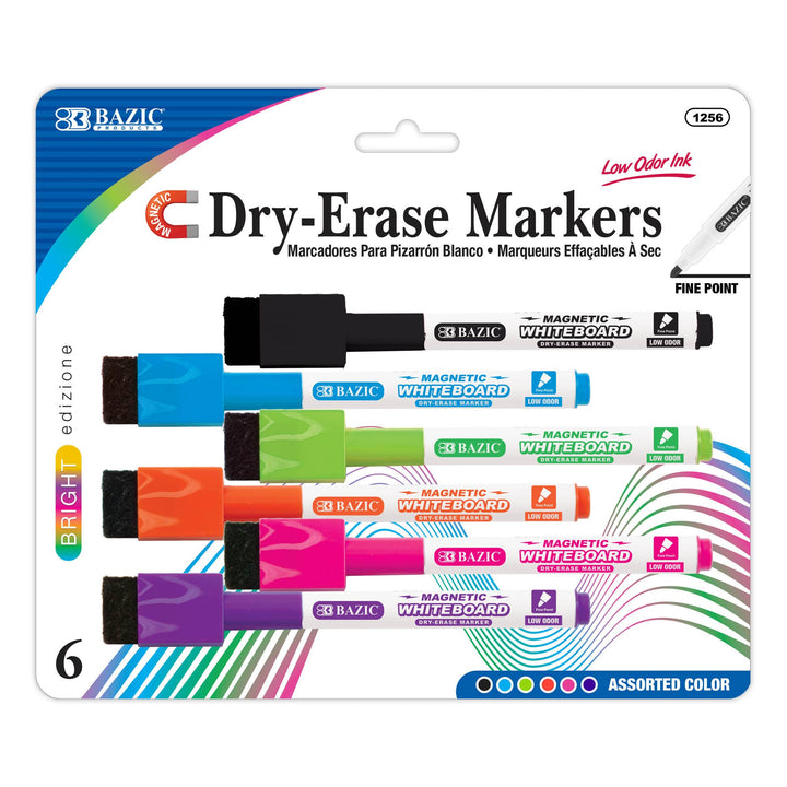 Bright Color Magnetic Dry Erase Markers w/ Eraser
