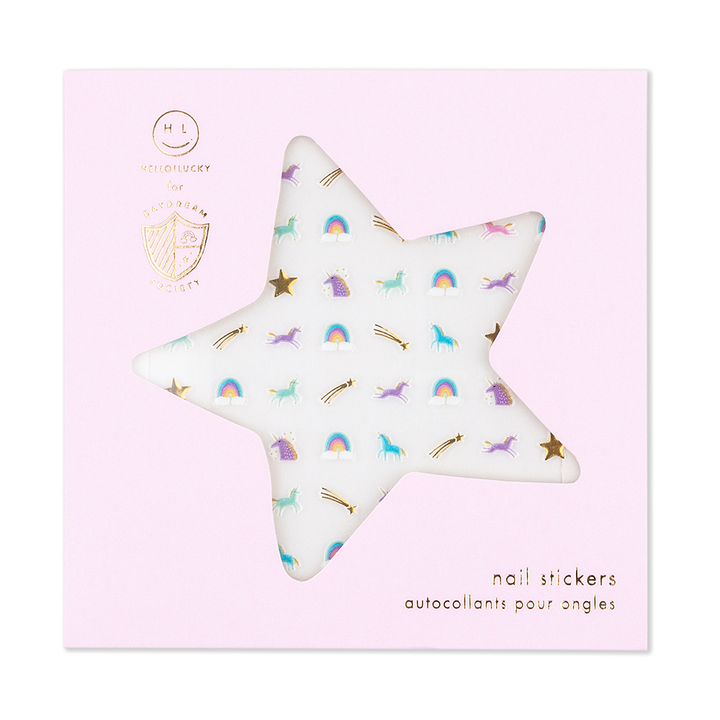 Star-shaped nail stickers on a pink card with 'ML' branding