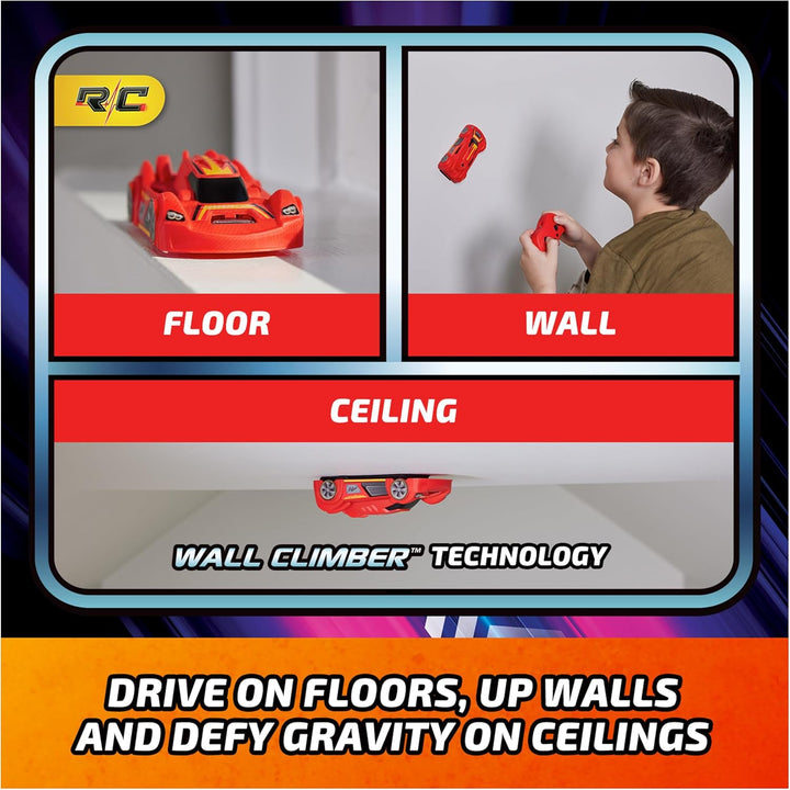 Zero Gravity Sprint RC Car Wall Climber, Red USB-C Rechargeable Indoor Wall Racer