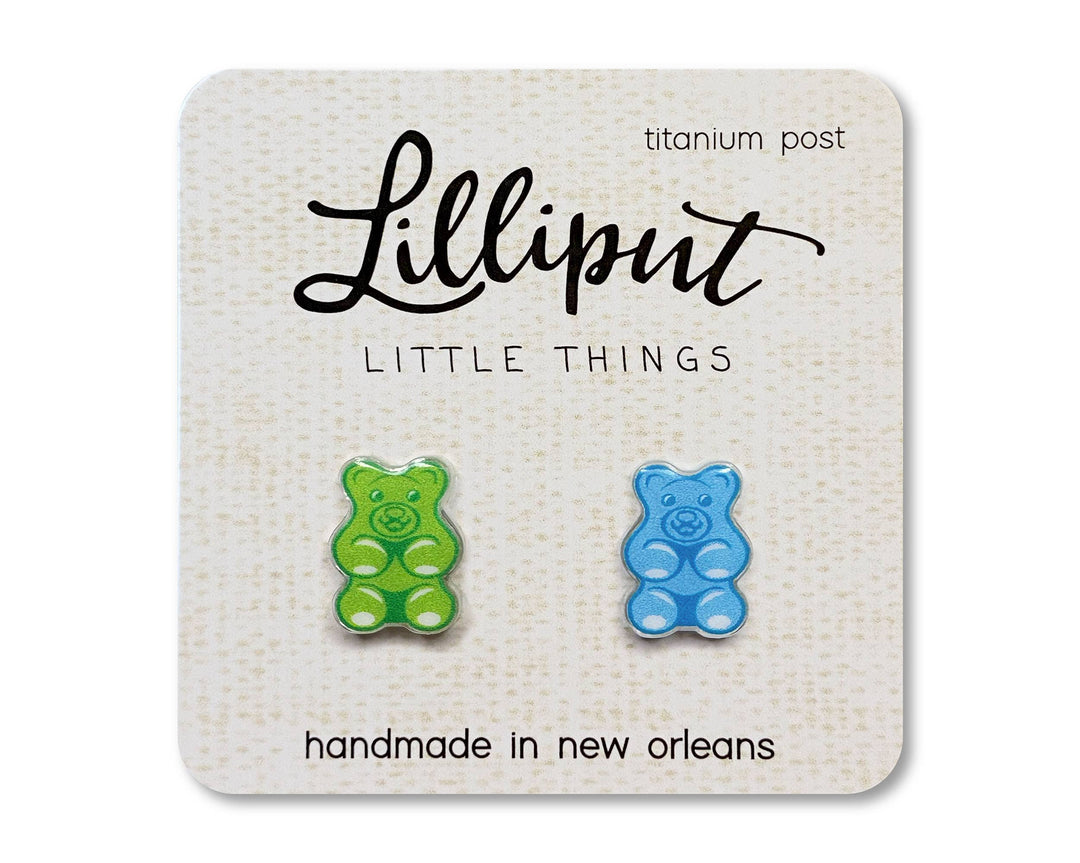 Gummy Bear Earrings Green Blue
