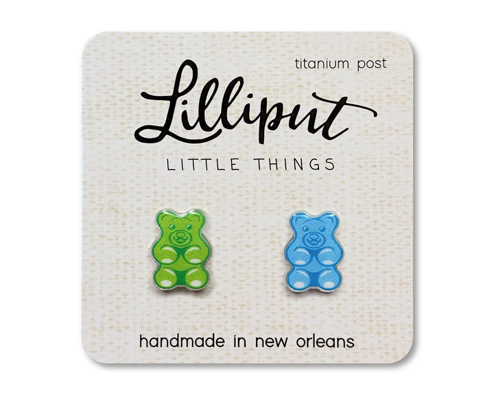 Gummy Bear Earrings Green Blue