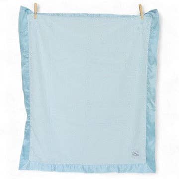 Luxury Baby Blanket with Satin Trim in Luxe Plush, Blue