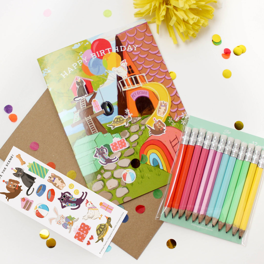 Sticker Scene Card - Pet Resort Birthday