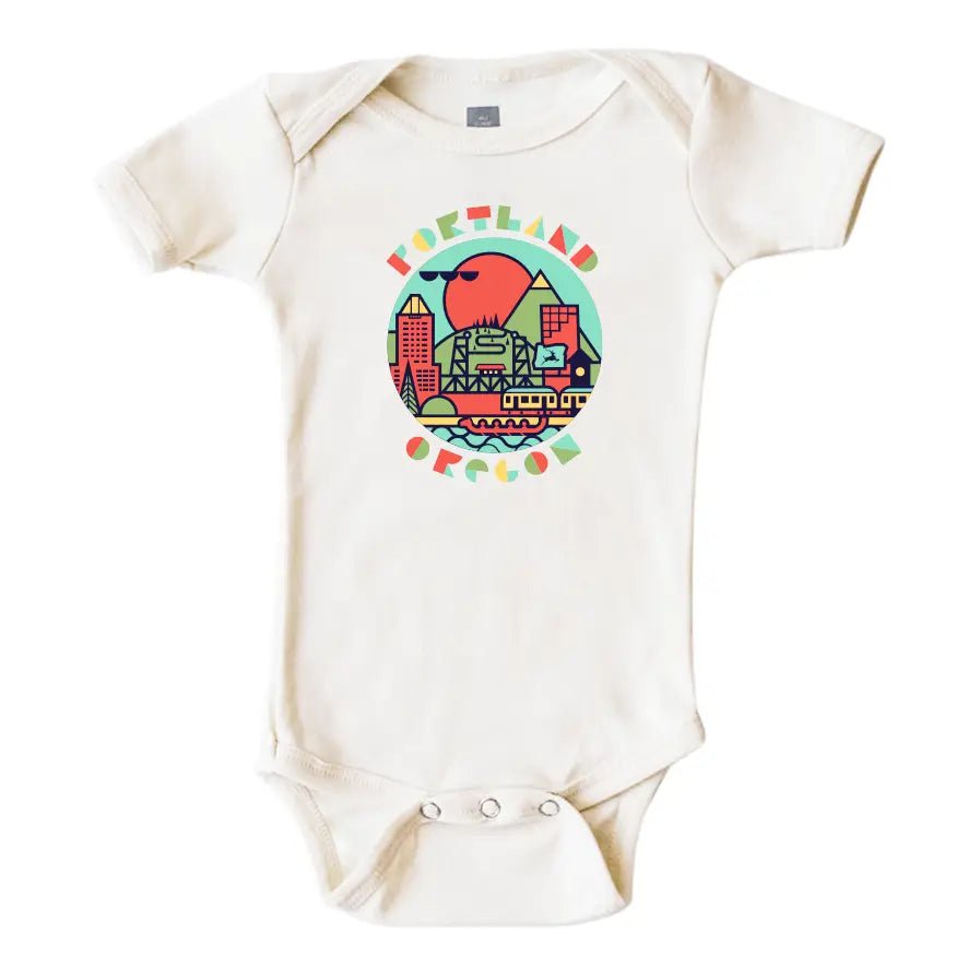 Portlandia Cityscape Natural Baby Bodysuit