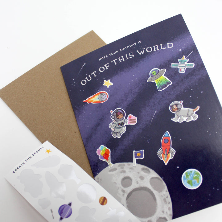 Sticker Scene Card - Outer Space Birthday
