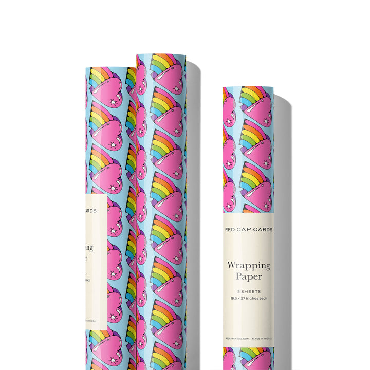 Rainbow Hearts wrapping paper: Roll of 3 Sheets