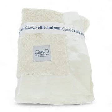 Luxury Baby Blanket with Satin Trim in Luxe Plush, Ivory