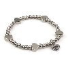Silver Heart Stretch Bead Bracelet