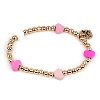 Gold Bead Pink Heart Stretch Bracelet