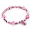 Pink Heart Stretch Bead Bracelet