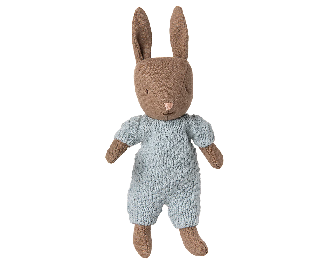 Micro Rabbit Brown Blue Knitted Suit