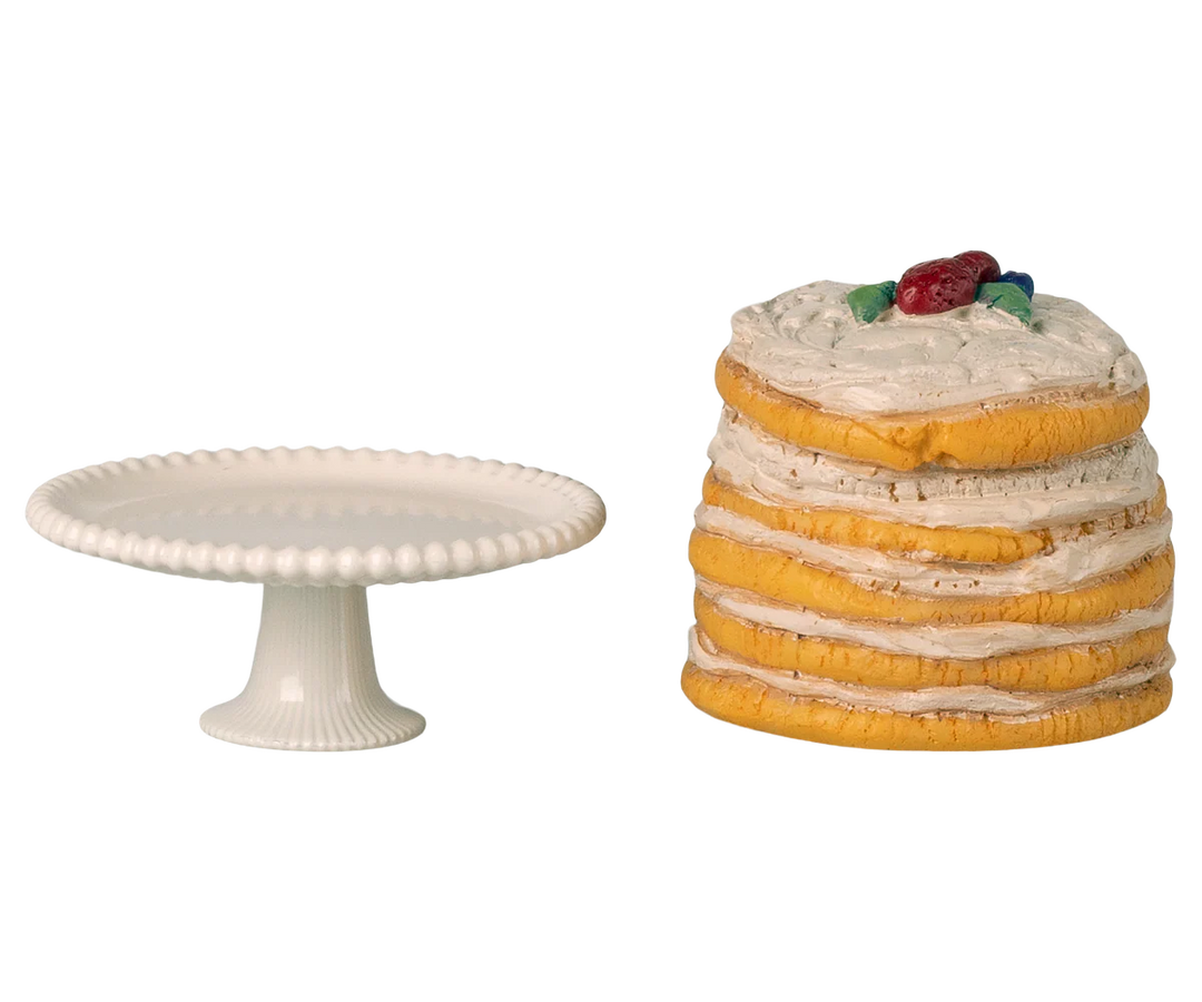 Party cake and cake stand, Mouse - Off White