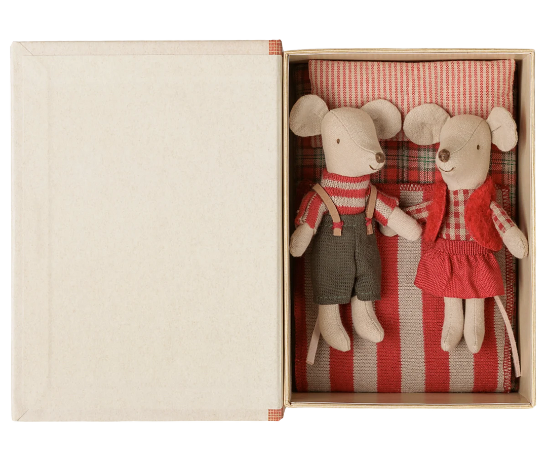 Christmas Twin Mice, Little Sister and Brother in Book