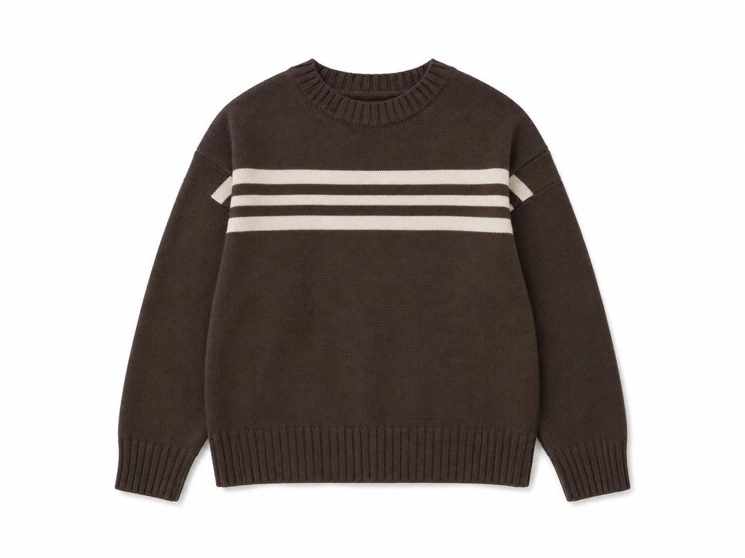 Striped Brown Knit Sweater