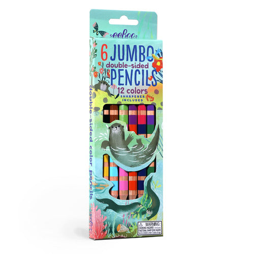 Otters at Play 6 Jumbo Double Color Pencils