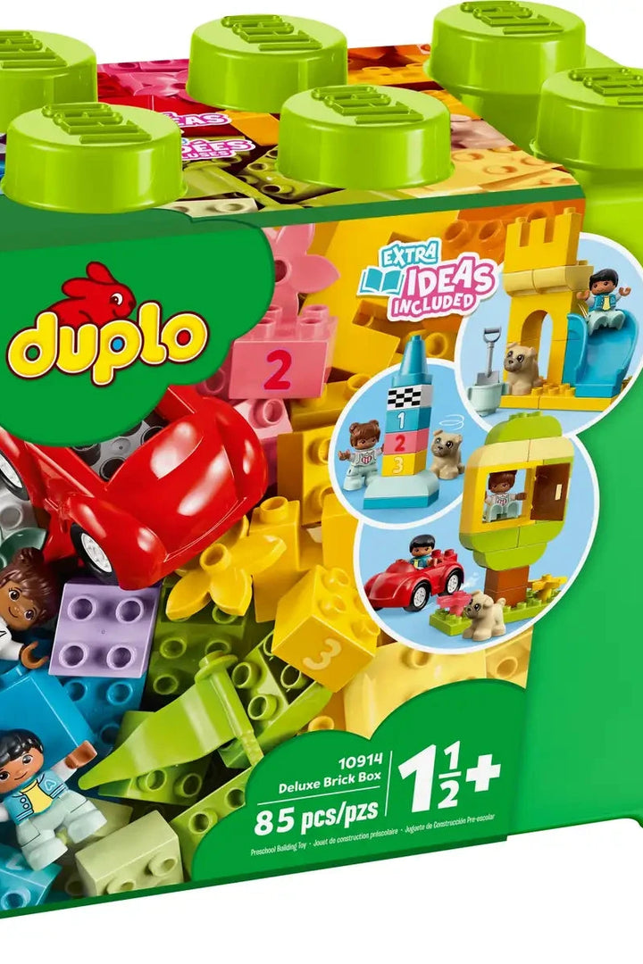 LEGO Duplo building block set packaging with colorful bricks and toys inside.