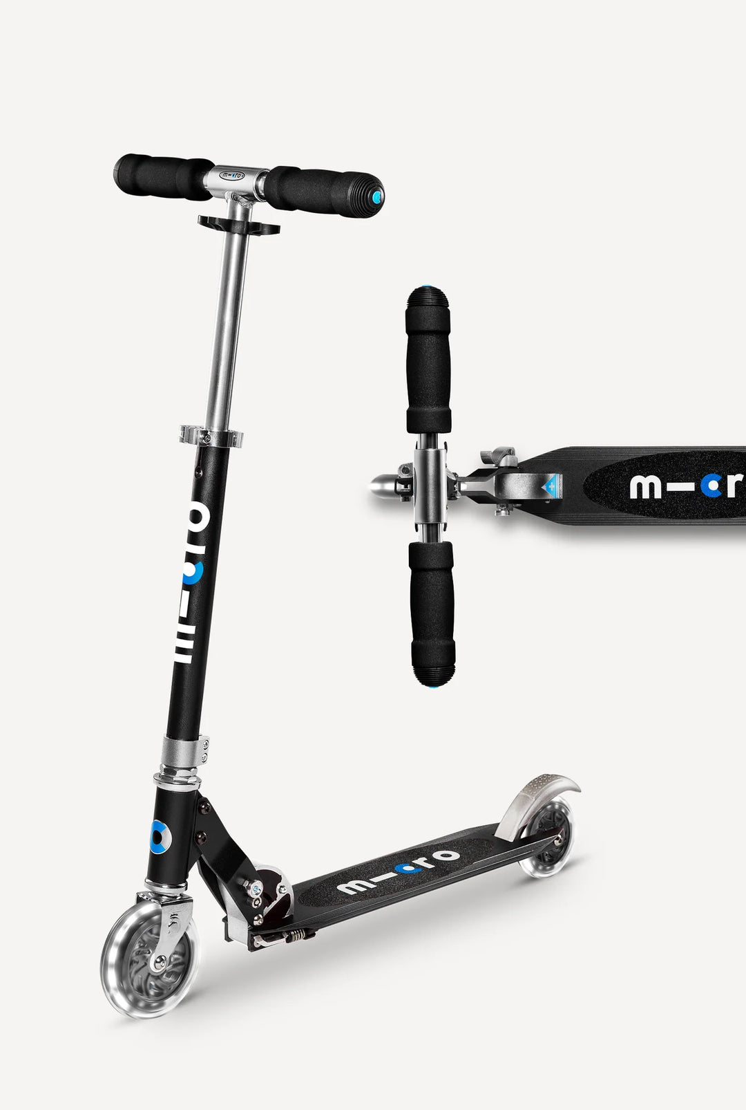 Two micro scooter models on a white background